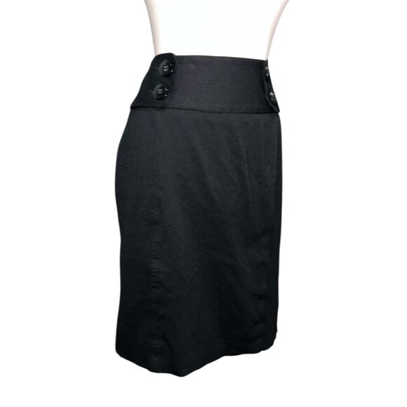 INC Black High-Waisted Button Detail Pencil Skirt Size 14 International Concepts - Picture 1 of 12
